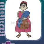 Colorful Sugar Skull Lady Skeleton with Floral Headpiece Embroidery Designs - Instant Download