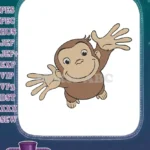 Curious George Happy Monkey Arms Open Hugging Embroidery Designs - Instant Download