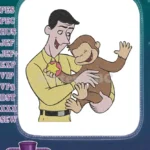 Curious George and Man with Yellow Hat Happy Embroidery Designs - Instant Download