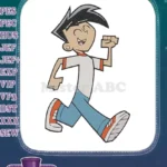 Happy Danny Phantom running cartoon character embroidery designs - Instant Download