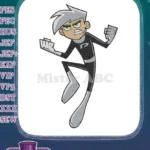 Danny Phantom animated ghost hero fierce pose embroidery designs - Instant Download