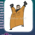 Angry Jorgen Von Strangle Cartoon Character Orange Suit Embroidery Designs - Instant Download