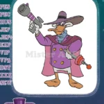 Darkwing Duck cartoon superhero character embroidery designs with gun - Instant Download
