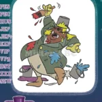 Messy Painter Cartoon Character Spilling Paint Buckets Embroidery Designs - Instant Download