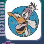 Funny cartoon duck character surprised face embroidery designs - Instant Download