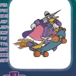 Disney's Darkwing Duck character on a rocket skateboard embroidery designs - Instant Download