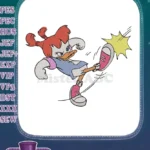 Dynamic Cartoon Duck Kicking Action Embroidery Designs - Instant Download