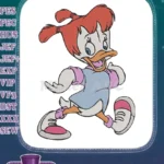 Energetic Daisy Duck cartoon character running in sneakers embroidery designs - Instant Download