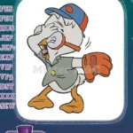 Expressive cartoon duck baseball player with magnifying glass embroidery designs - Instant Download
