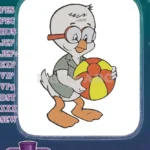 Intellectual Cartoon Duck with Beach Ball Summer Fun Embroidery Designs - Instant Download