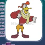 Action Cartoon Duck Mechanic Pilot Scarf Wrench Embroidery Designs - Instant Download