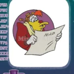 Confused cartoon duck pilot with map embroidery designs - Instant Download