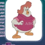 Angry cartoon duck with red hair pink sweater embroidery designs - Instant Download