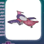 Whimsical Purple Pink Cartoon Jet Airplane Embroidery Designs - Instant Download