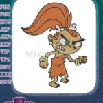Angry Cave Girl Cartoon Embroidery Designs with Orange Hair - Instant Download