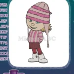 Smiling Agnes Despicable Me Cartoon Character Pink Striped Hat Embroidery Designs - Instant Download
