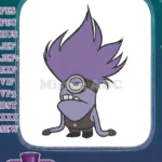 Grumpy purple one-eyed spiky hair monster embroidery designs - Instant Download