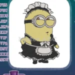 Cute Minion maid costume embroidery designs for cartoon characters - Instant Download