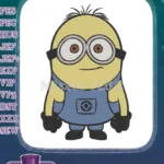 Cute Yellow Minion Cartoon Character Embroidery Designs with Goggles and Overalls - Instant Download