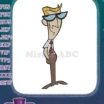 Smart stylish cartoon man with glasses and tie embroidery designs - Instant Download