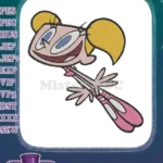 Smiling Dee Dee cartoon character ballet pink shoes embroidery designs - Instant Download