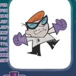Angry Dexter Mad Scientist Cartoon Character Embroidery Designs - Instant Download