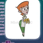 Cheerful Dexter's Mom with orange hair and apron embroidery designs - Instant Download