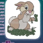 Cute Thumper bunny with lucky clover embroidery designs - Instant Download