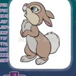 Adorable brown bunny rabbit with blue eyes standing embroidery designs - Instant Download