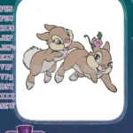 Cute playing bunnies with flower embroidery designs for children's apparel - Instant Download