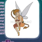 Whimsical cartoon fairy girl with braided hair embroidery designs - Instant Download