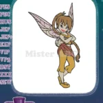 Confident cartoon fairy with pink wings embroidery designs - Instant Download