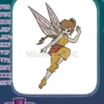 Delightful brown-haired fairy with pink wings flying embroidery designs - Instant Download