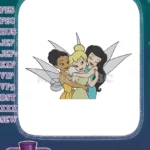 Adorable fairy friends embrace each other magical embroidery designs - Instant Download
