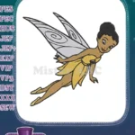 Magical dark-skinned fairy flying with wings embroidery designs - Instant Download