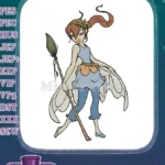 Magical Acorn Fairy with Broom and Wings embroidery designs - Instant Download
