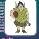 Cheerful Stout Fairy Man with Wings and Green Clothes Embroidery Designs - Instant Download