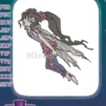 Enchanting Dark Haired Fairy Flying with Wings Embroidery Designs - Instant Download
