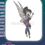 Pointing Dark Haired Fairy Girl Embroidery Designs - Instant Download