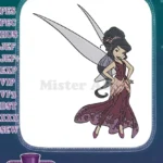 Elegant Dark Haired Fairy with Big Wings Embroidery Designs - Instant Download