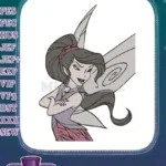 Mischievous Dark-Haired Fairy with Pointy Ears Embroidery Designs - Instant Download