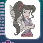 Mischievous dark fairy with pointy ears and wings embroidery designs - Instant Download