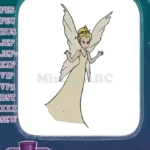 Whimsical blonde fairy with golden hair and flowing gown embroidery designs - Instant Download