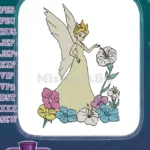 Beautiful Blonde Fairy and Vibrant Floral Embroidery Designs - Instant Download