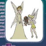 Magical fairy queen and Tinkerbell offering beetle shoes embroidery designs - Instant Download