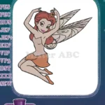 Dancing red-haired fairy with wings fantasy embroidery designs - Instant Download