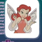 Smiling red-haired fairy with green eyes fantasy embroidery designs - Instant Download