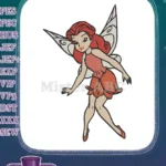 Beautiful red-haired fairy with wings fantasy embroidery designs - Instant Download