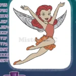 Graceful Red Haired Fairy Flying Orange Dress Embroidery Designs - Instant Download