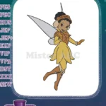 Whimsical Dark Skinned Fairy with Leaf Dress and Wings Embroidery Designs - Instant Download
